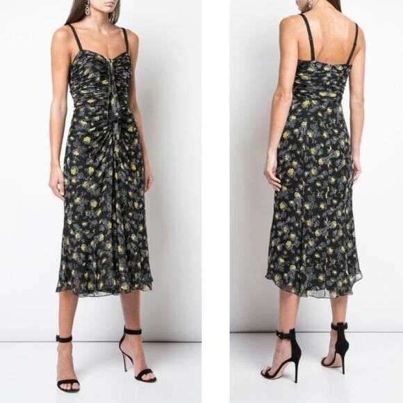 Cinq A Sept Margot Midi Dress 2 Black Floral NEW - Picture 9 of 9